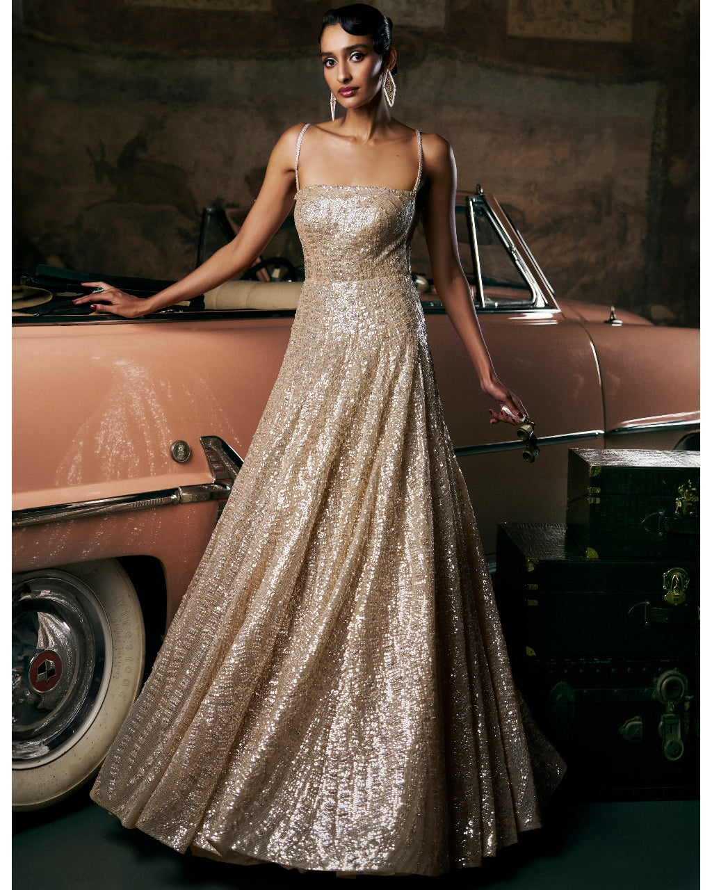 Wave Champagne Sequin Gown