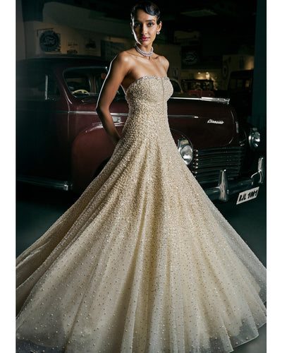 Ivory Corset Fit Pearl Gown | Seema Gujral M / 62 Ivory Corset Fit Pearl Gown | Seema Gujral M / 62