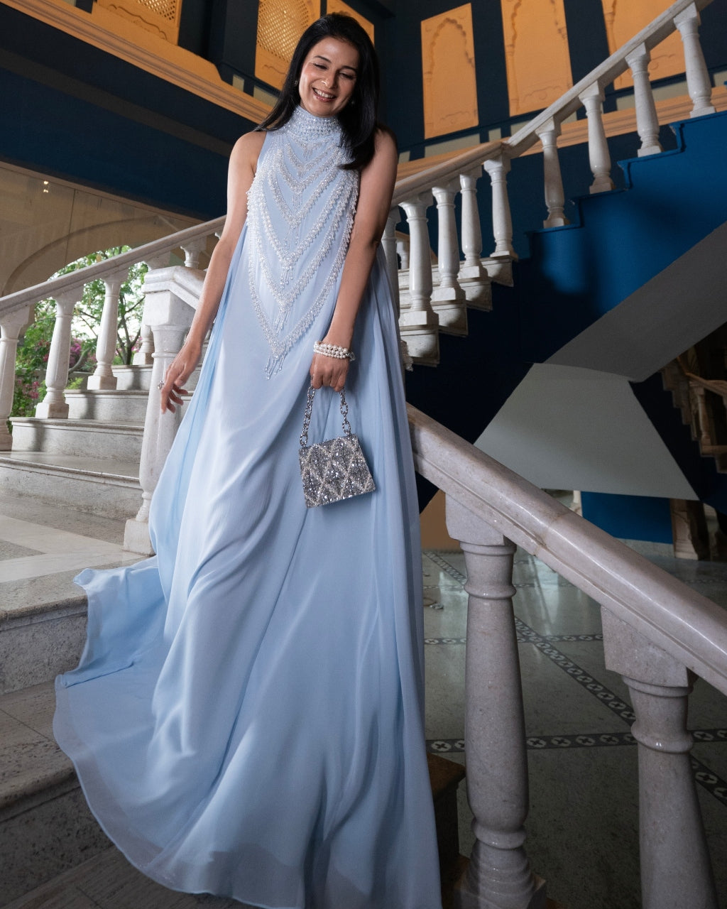 Ice Blue Mala Maxi Gown Mala Kinnary KYNAH