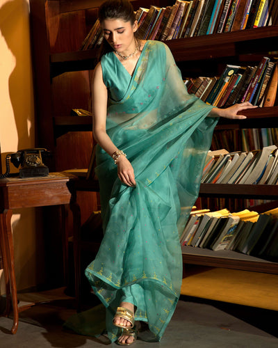 Powder Blue Sari