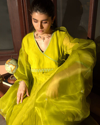 Neon Green Anarkali Set