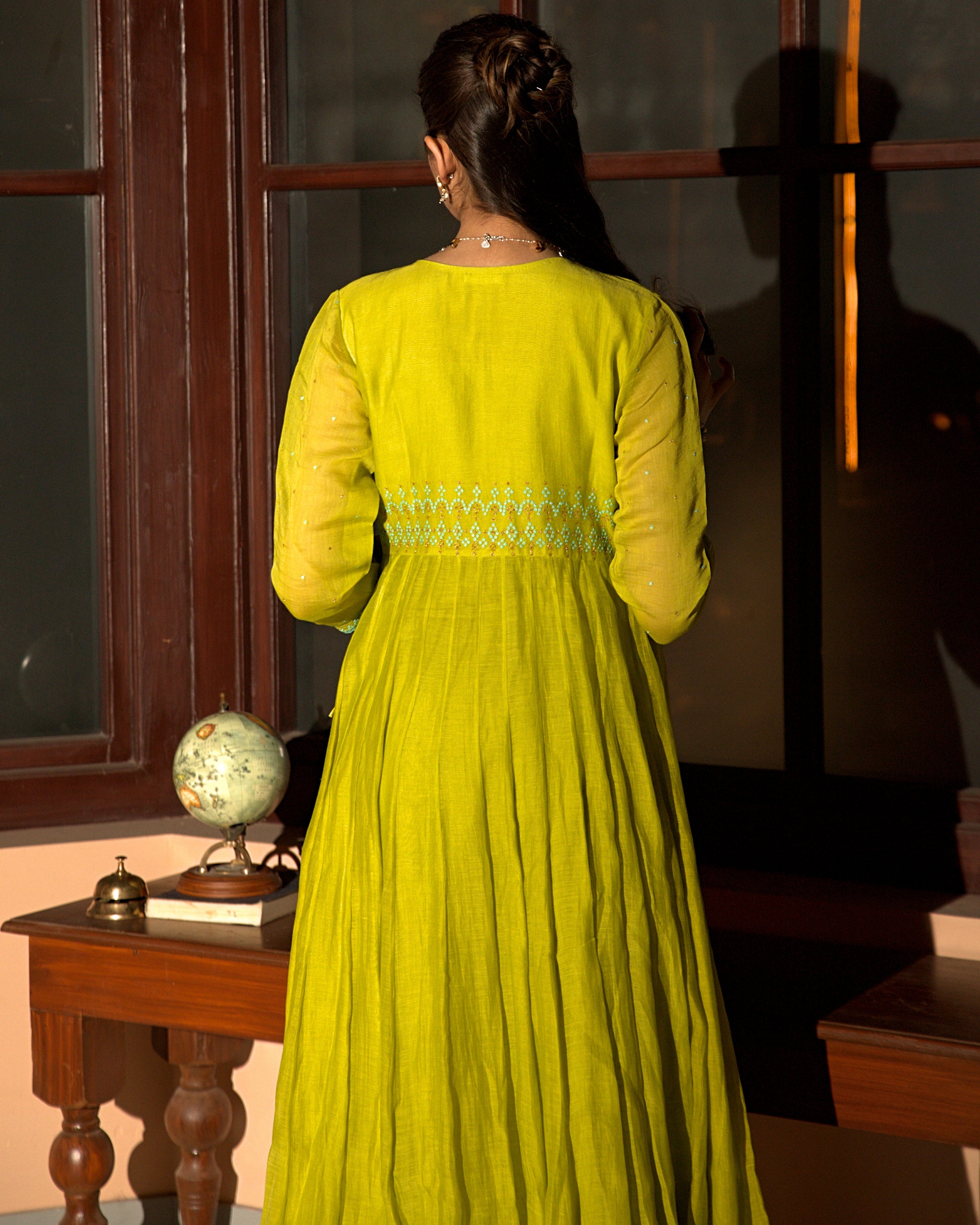 Neon Green Anarkali Set
