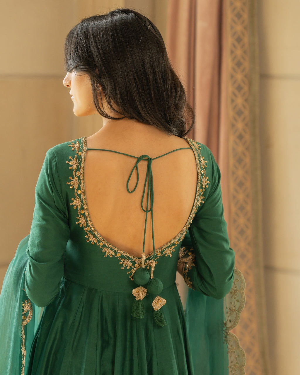 Emerald Green Anarkali Set Paulmi Harsh KYNAH