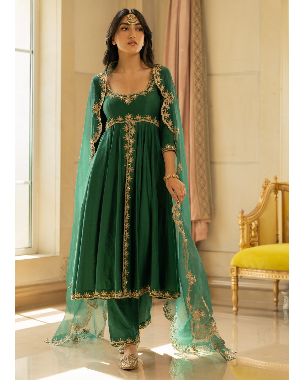 Emerald Green Anarkali Set