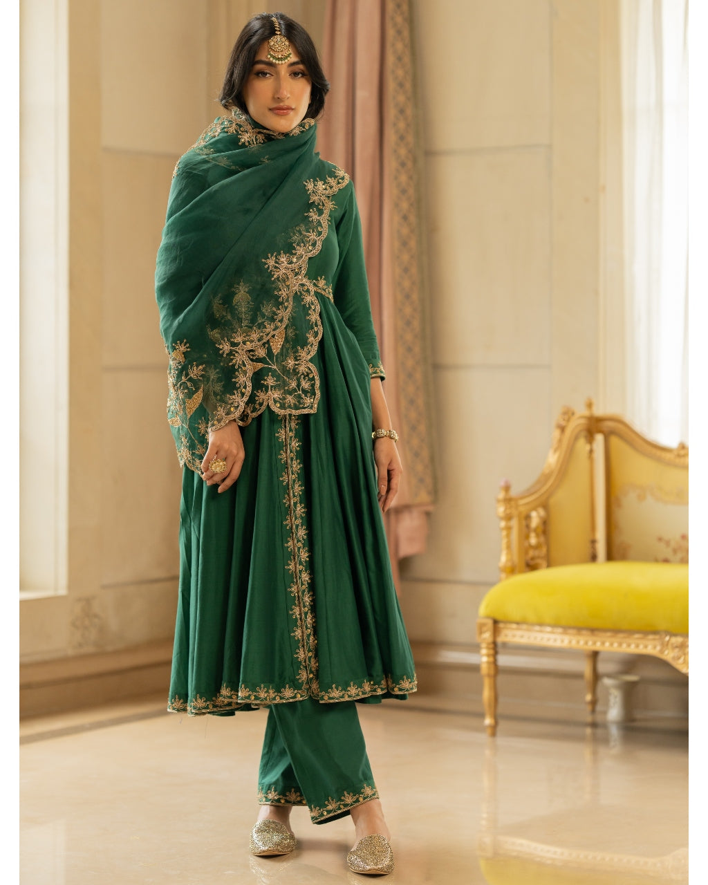 Emerald Green Anarkali Set | Paulmi & Harsh – KYNAH