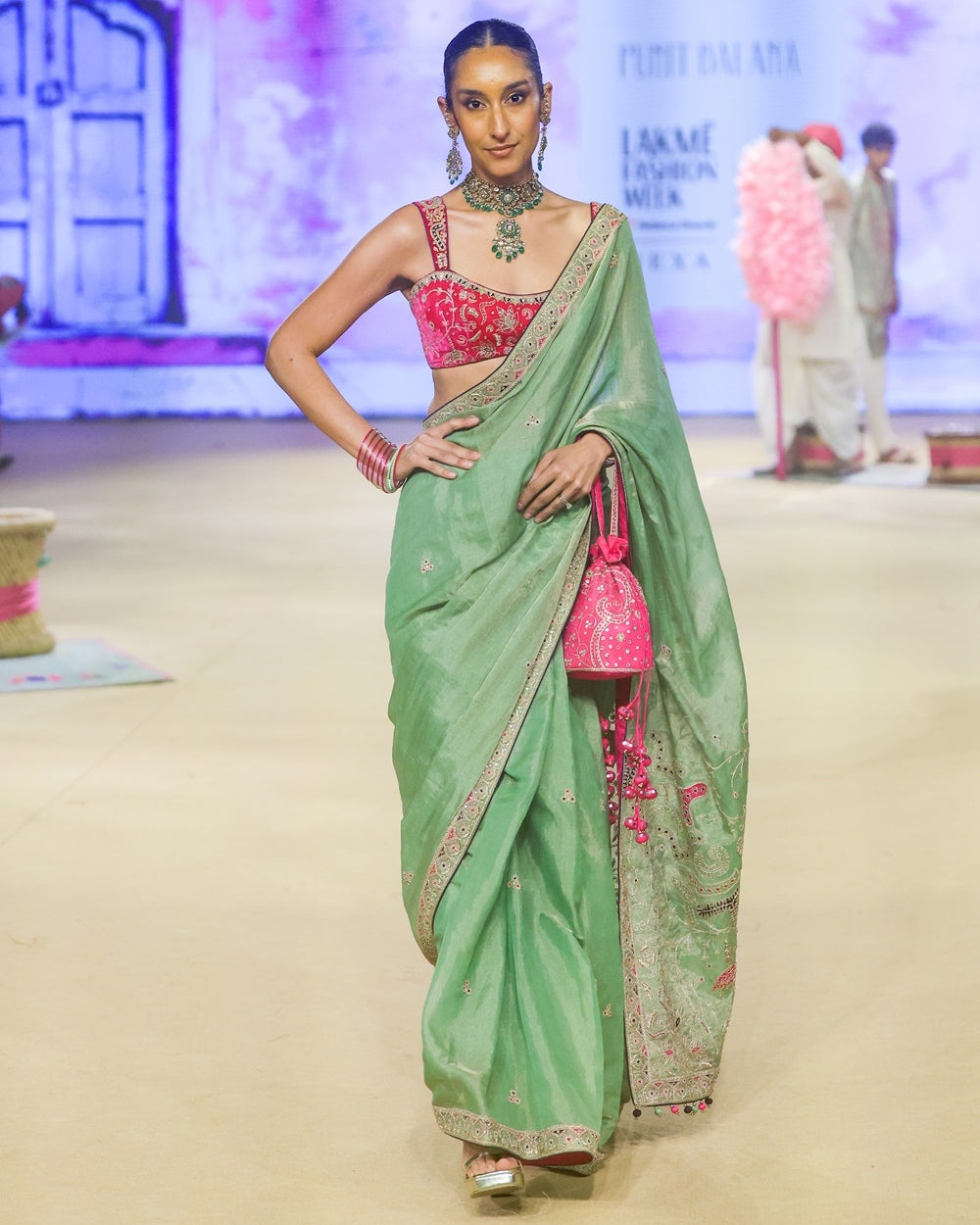 Sage Green Classic Tissue Sari