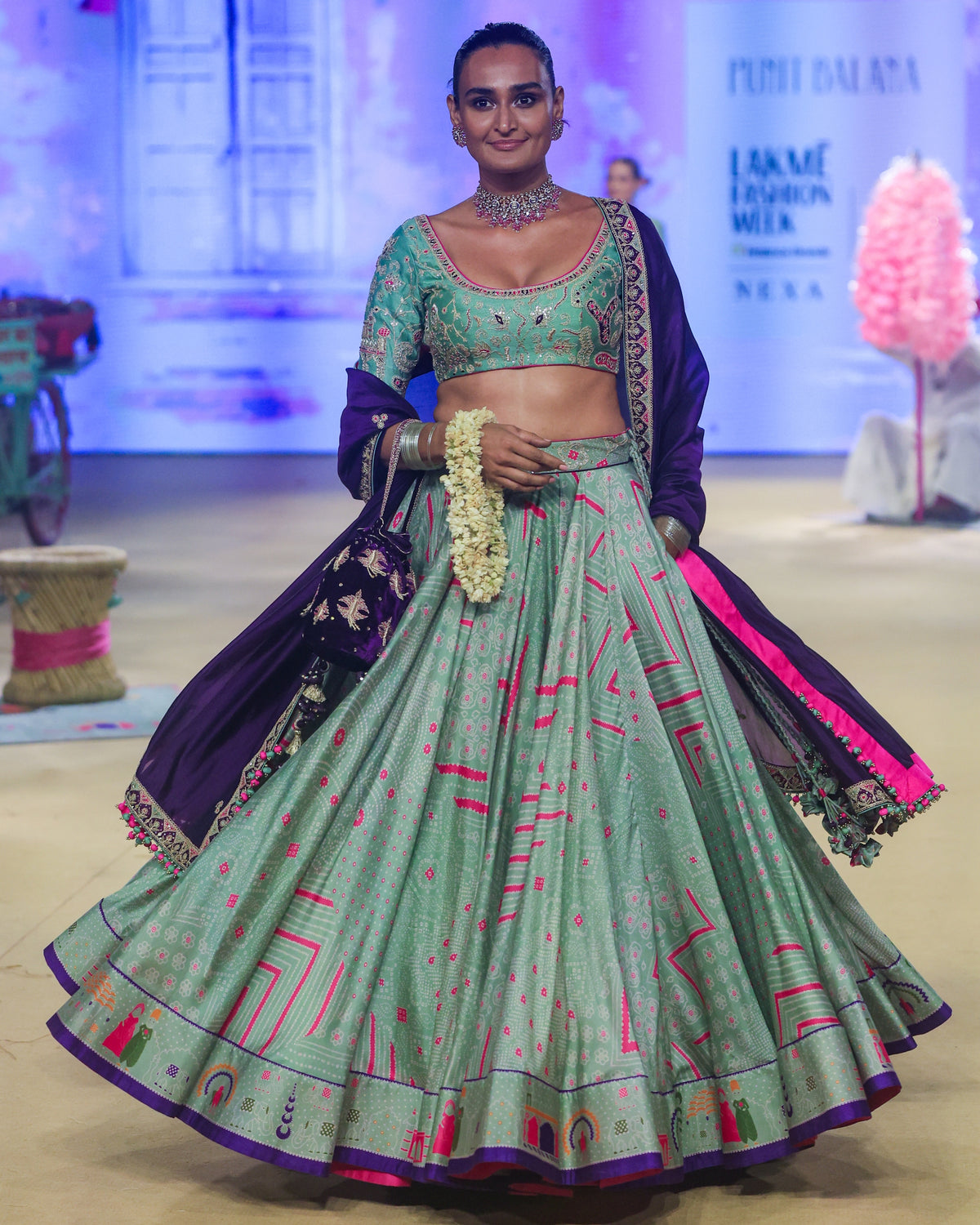 Sage Green Johari Heritage Lehenga Set