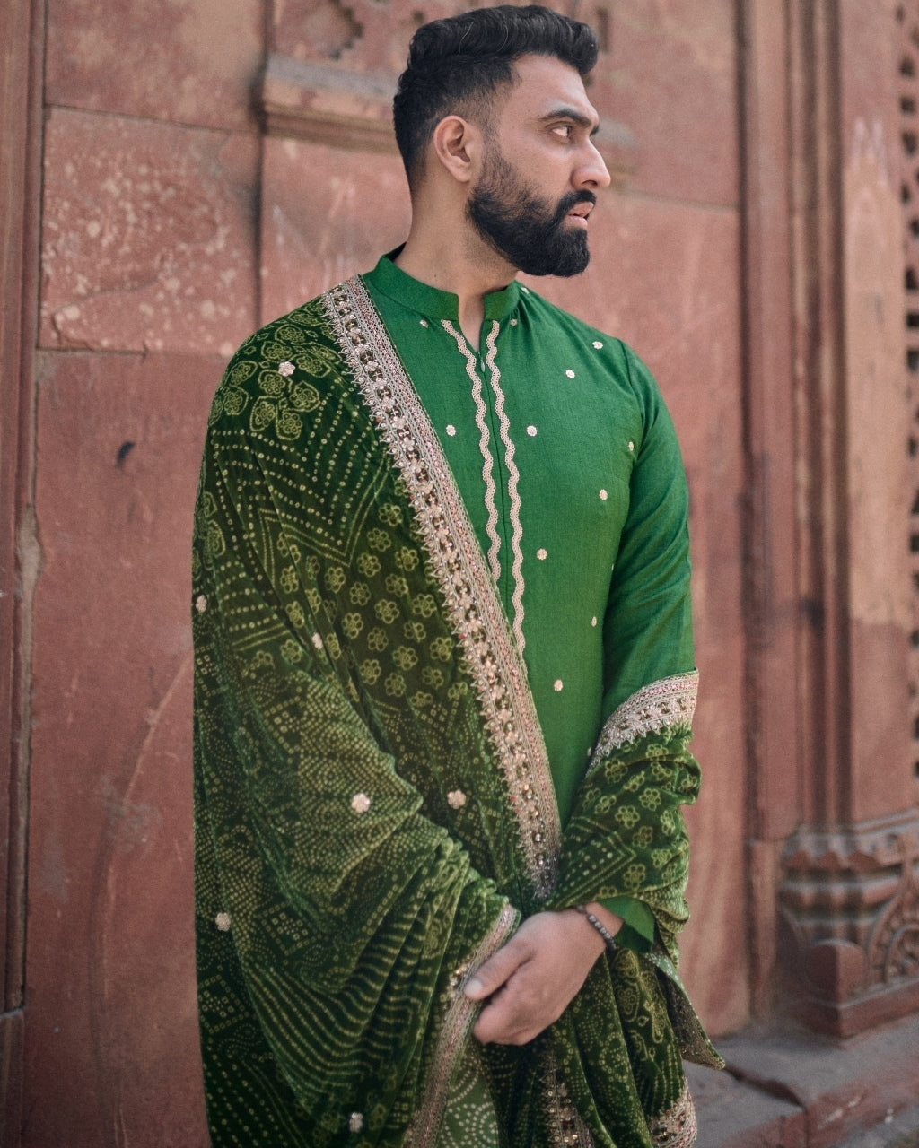 Kacha Aam Kurta Paired With Dushala & Churidar