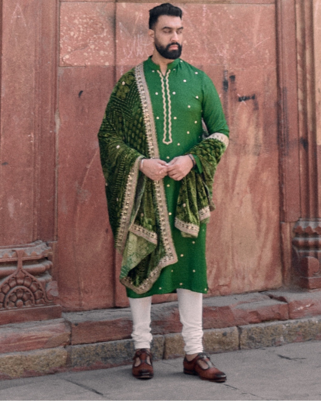 Kacha Aam Kurta Paired With Dushala & Churidar