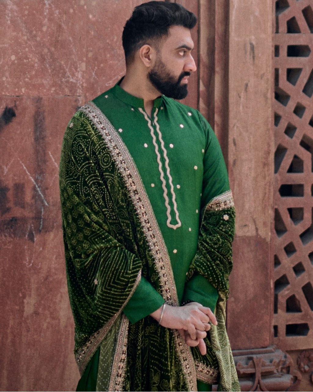 Kacha Aam Kurta Paired With Dushala & Churidar