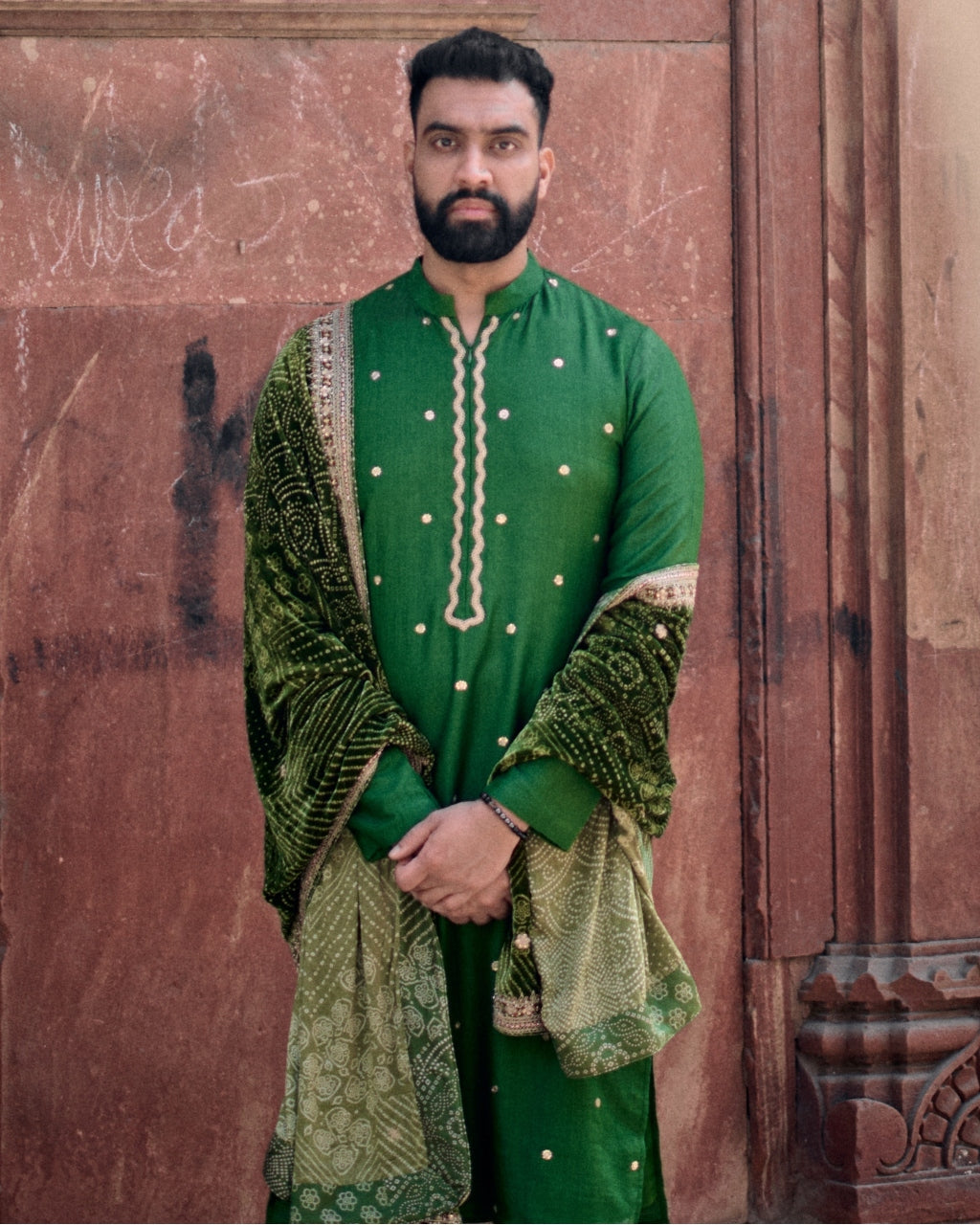 Kacha Aam Kurta Paired With Dushala & Churidar