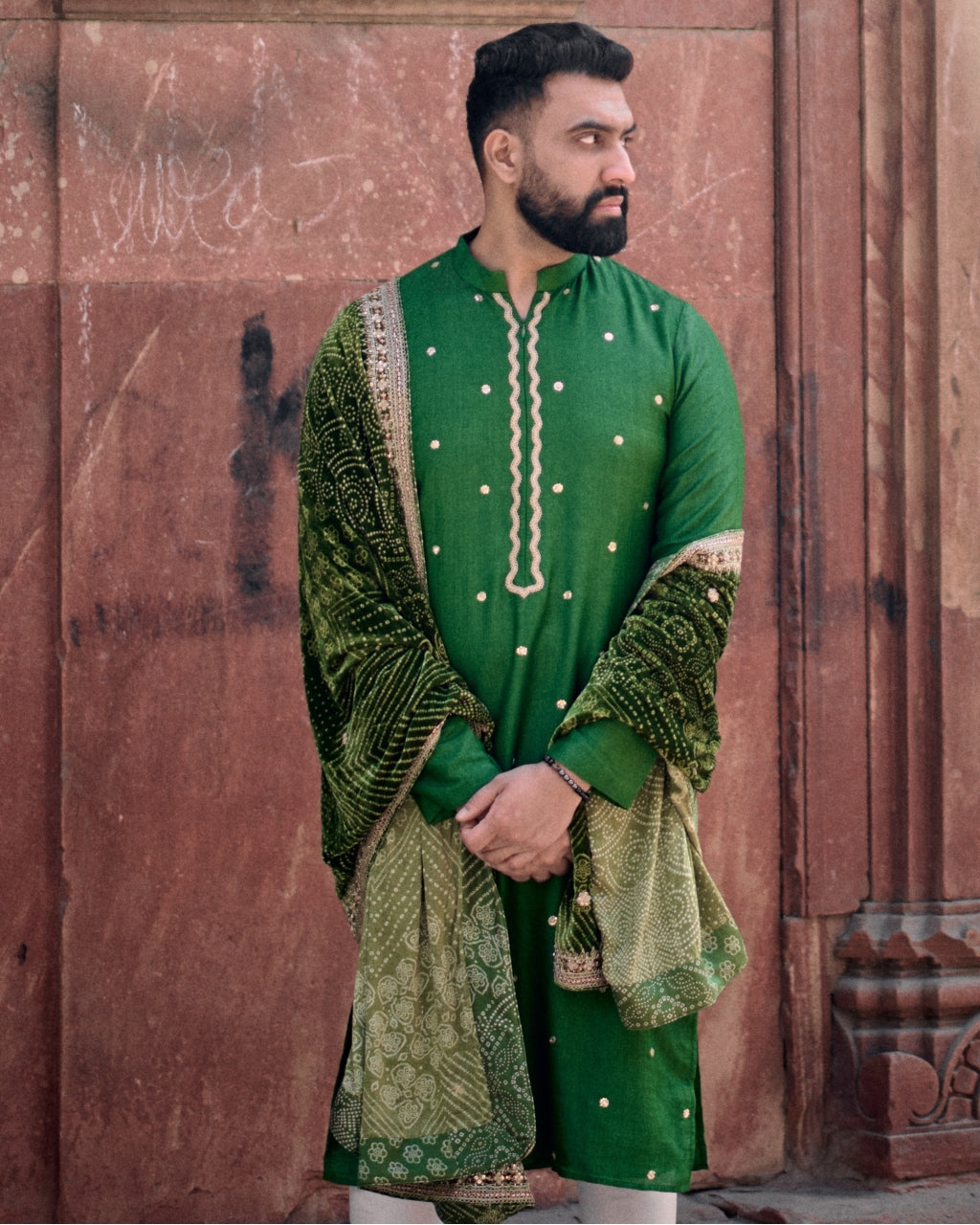 Kacha Aam Kurta Paired With Dushala & Churidar