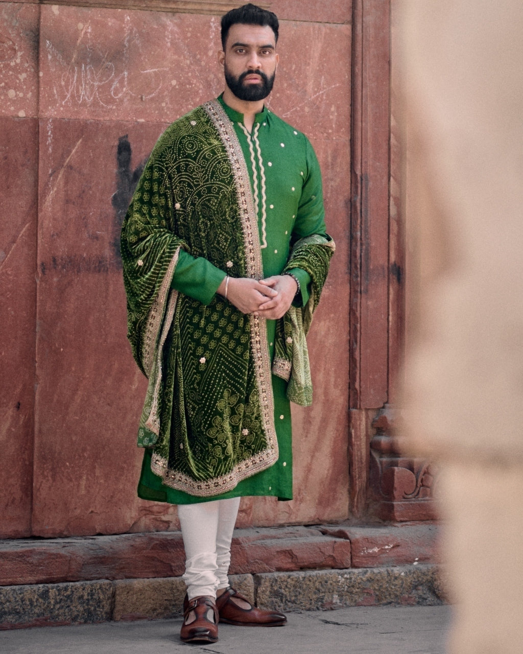 Kacha Aam Kurta Paired With Dushala & Churidar