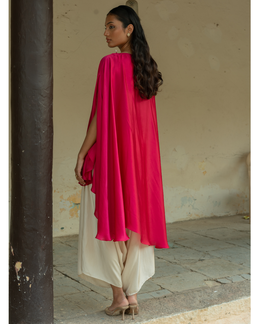 Embroidered Cape & Cowl Pant Set