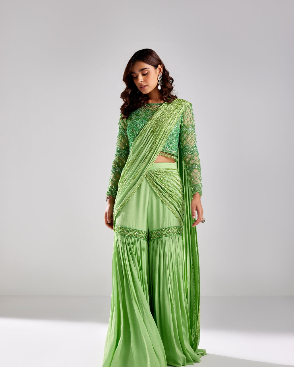 Buy Mint Green Banarasi Saree online-Karagiri