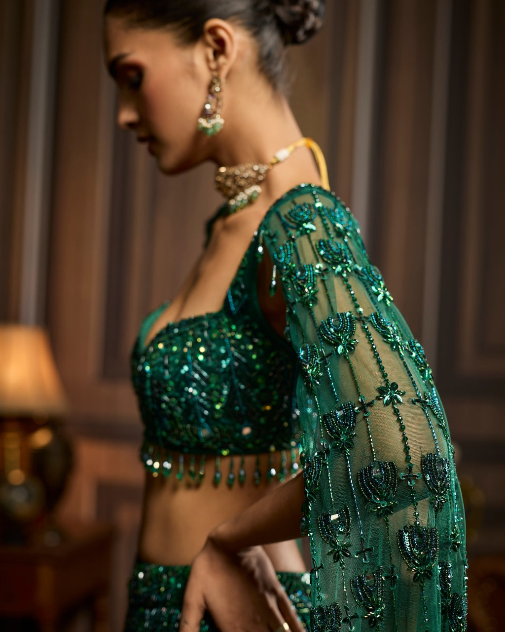Lia Emerald Green Embellished Lehenga Set