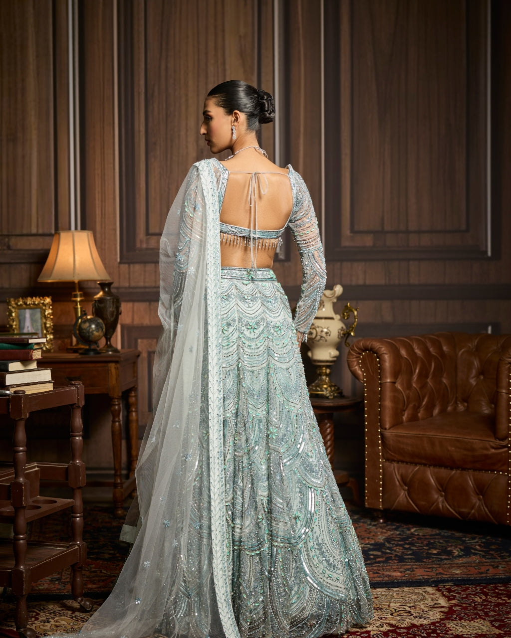 Hailey Ice Blue Fully Embellished Lehenga Set