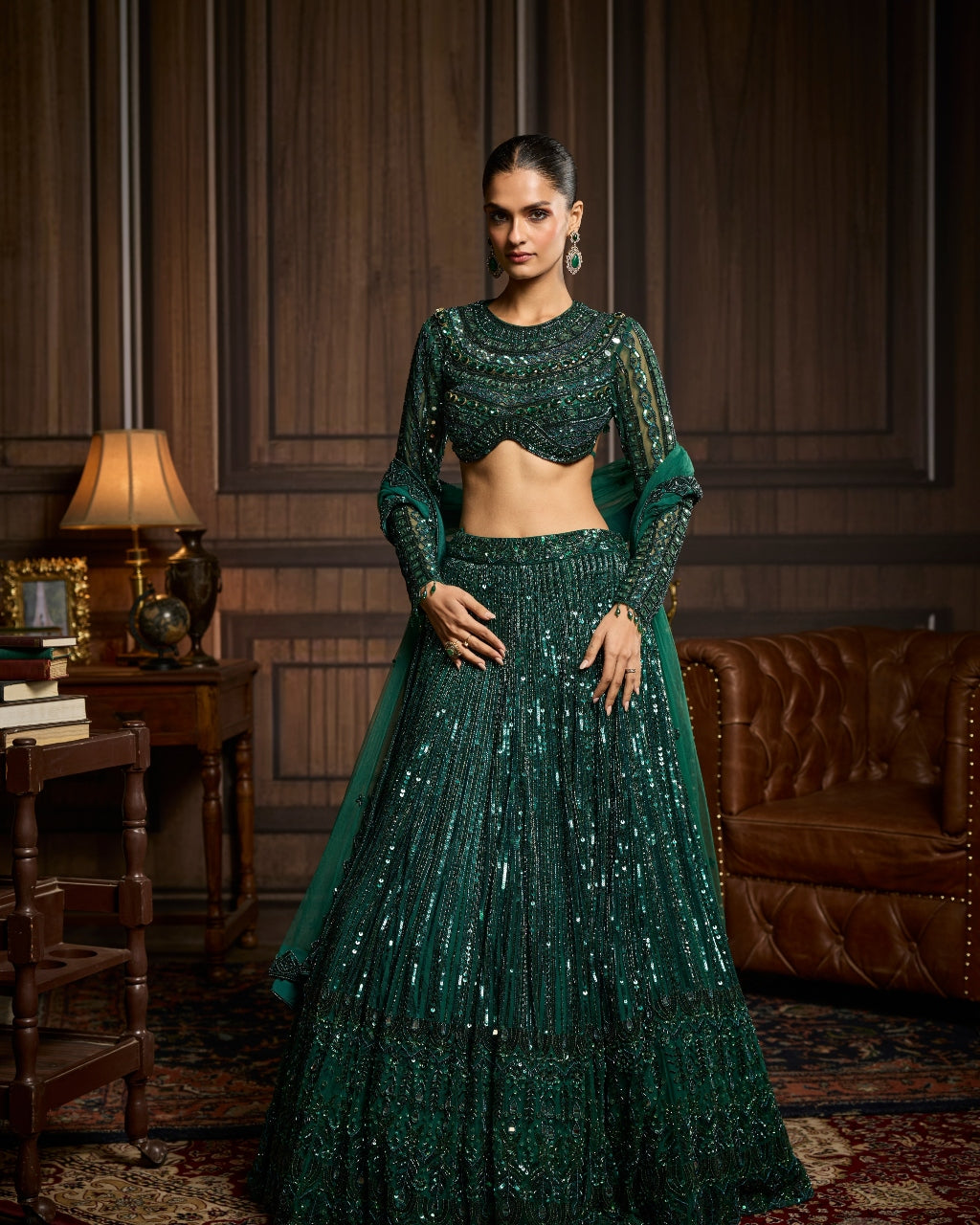 Tripty Emerald Green Embellished Lehenga Set