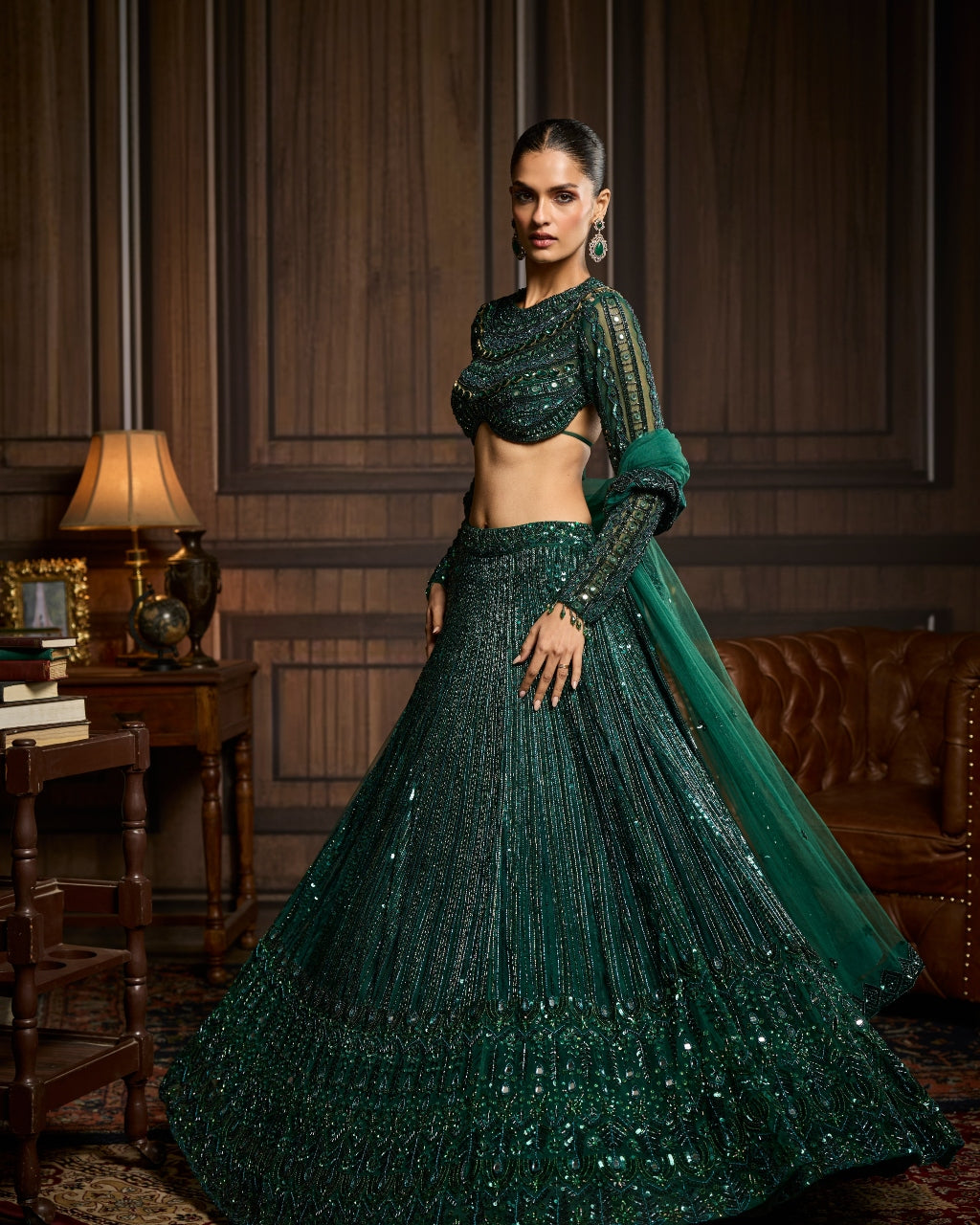 Tripty Emerald Green Embellished Lehenga Set