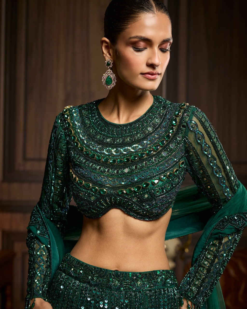 Tripty Emerald Green Embellished Lehenga Set