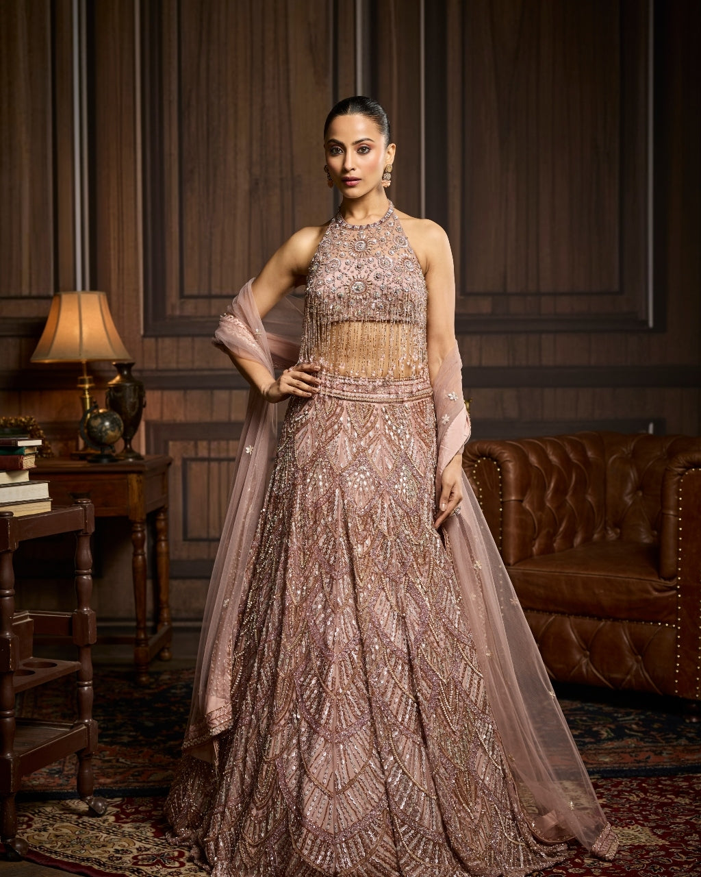 Brianna Blush Pink Embellished Lehenga Set