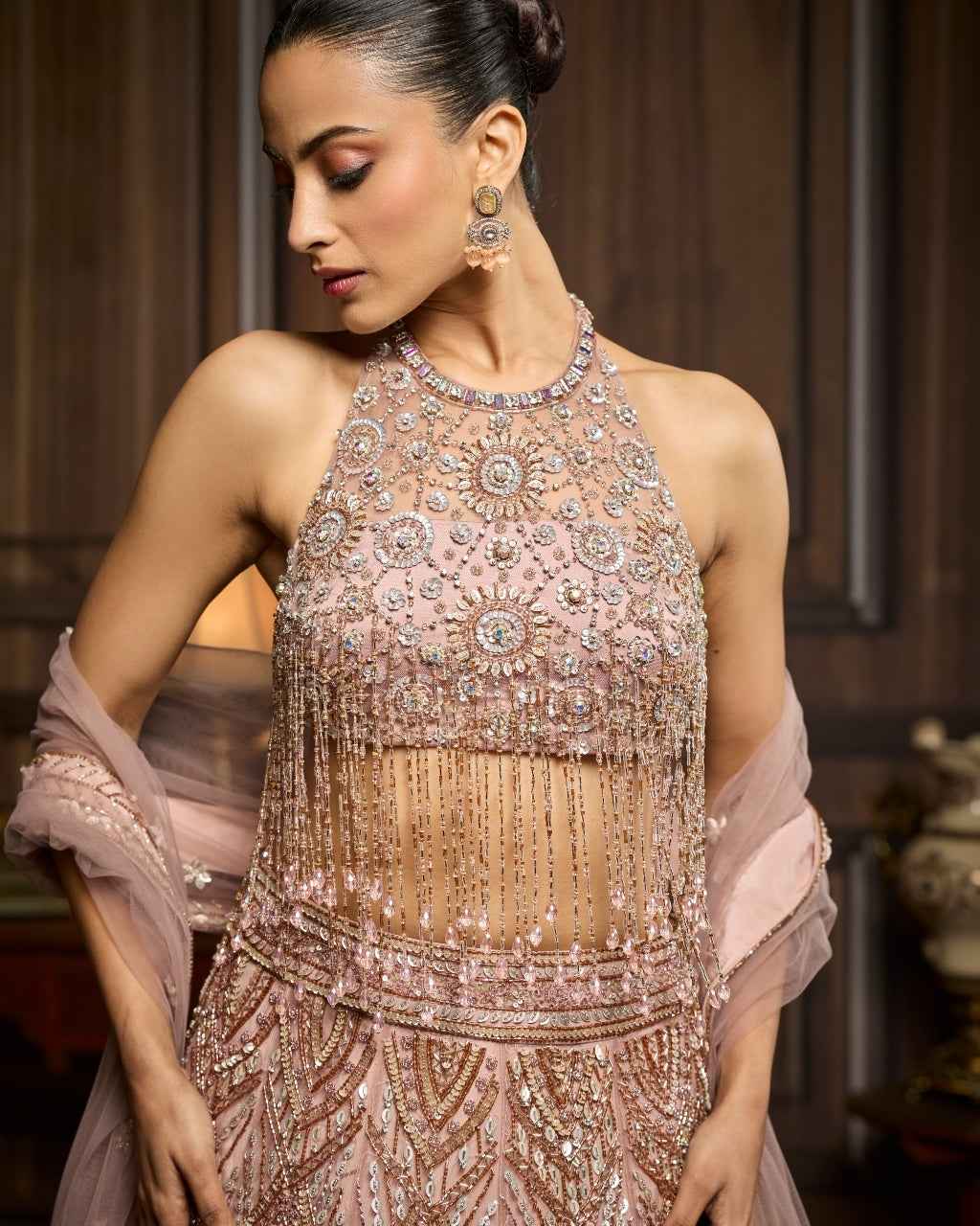 Brianna Blush Pink Embellished Lehenga Set
