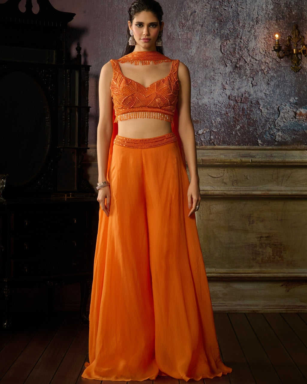 Orange Sharara Pant Set