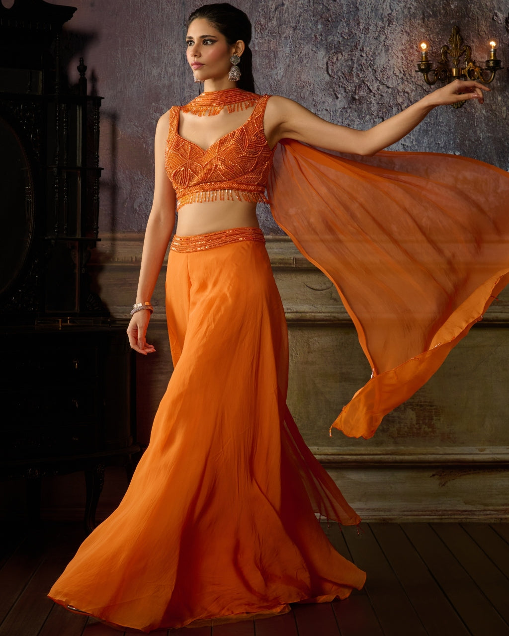 Orange Sharara Pant Set