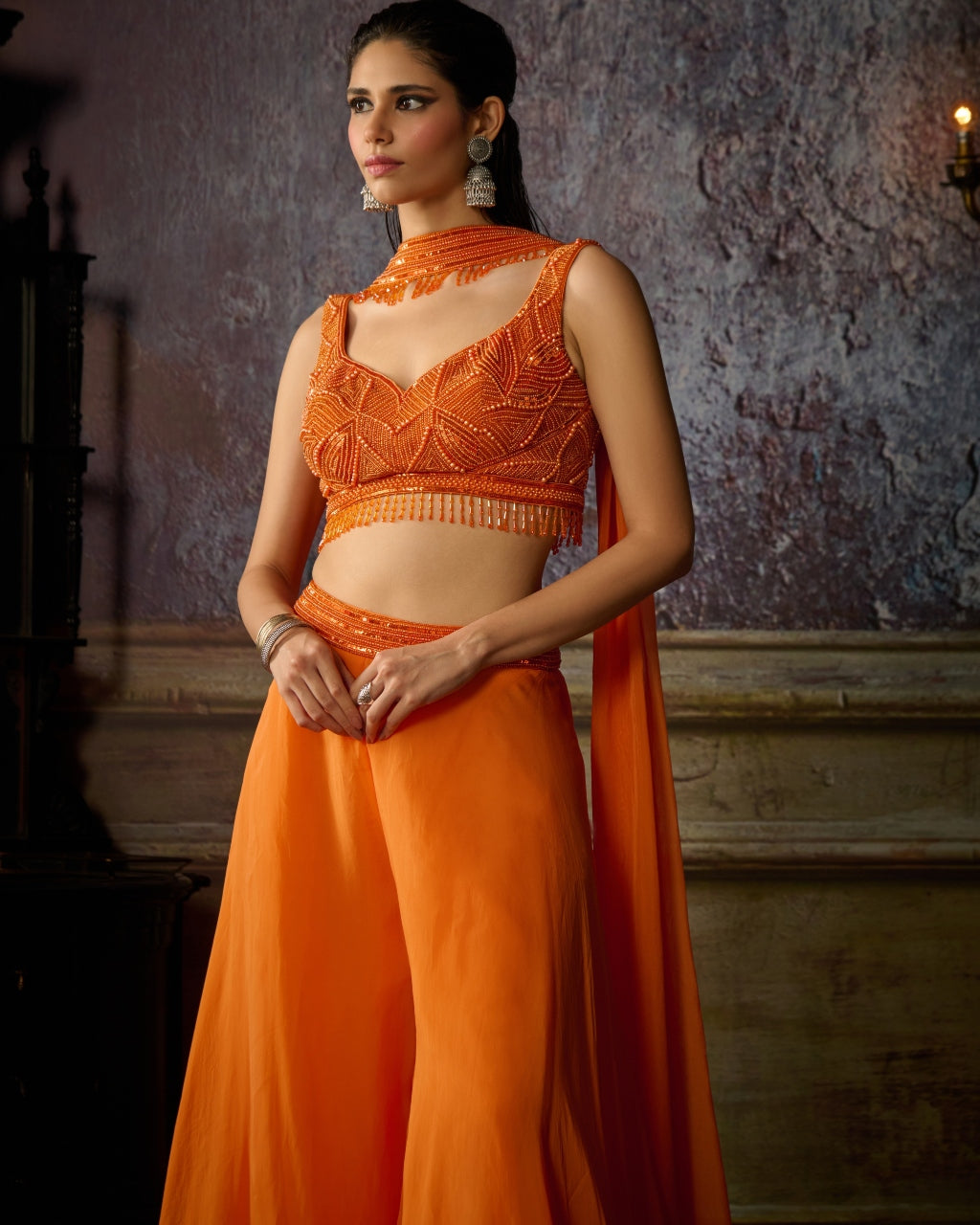 Orange Sharara Pant Set