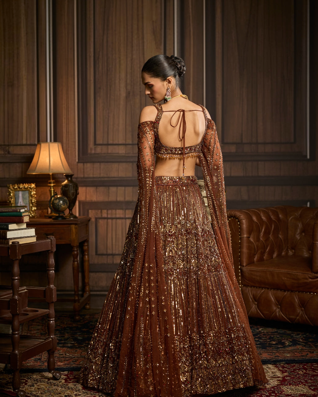 Hale Metallic Gold Embellished  Lehenga Set