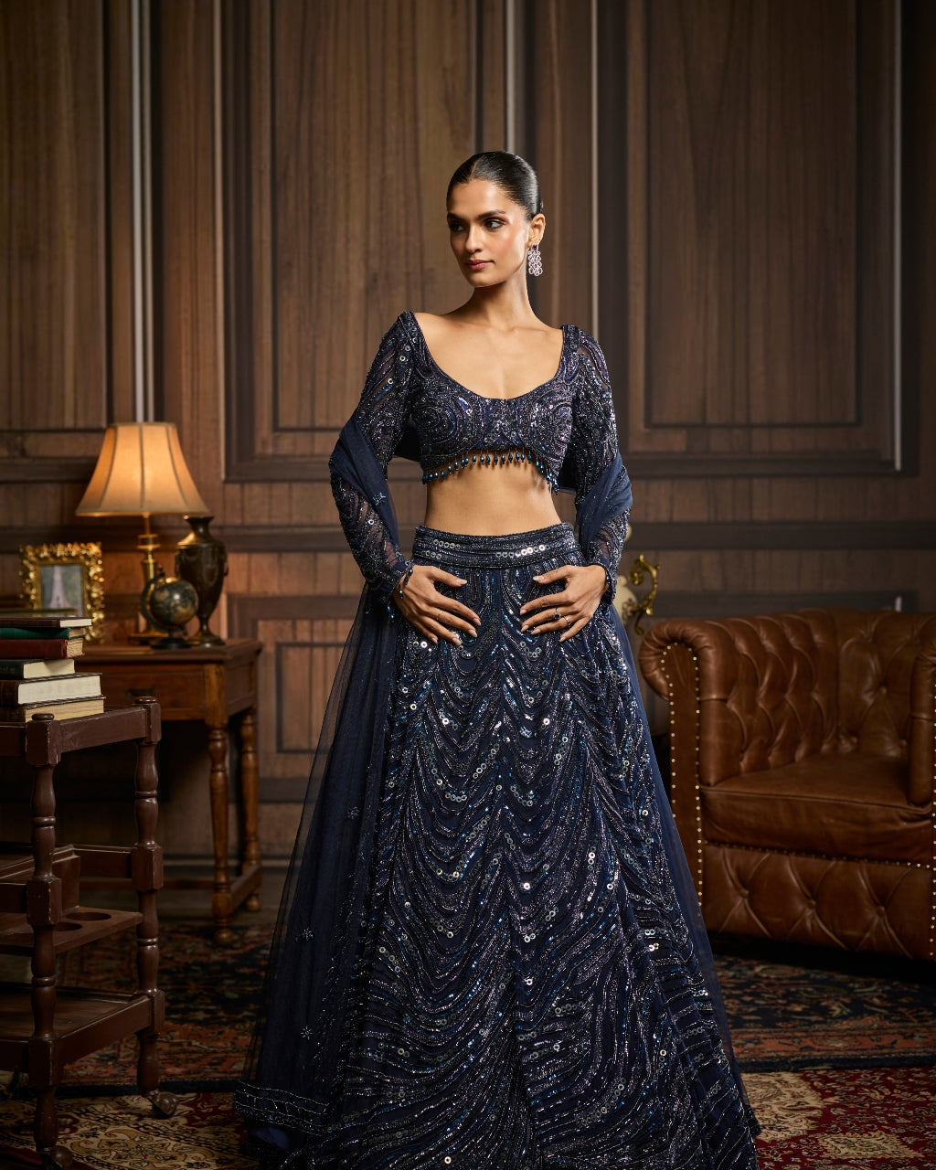 Astrid Midnight Blue Embellished Lehenga Set