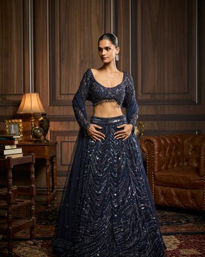 Astrid Midnight Blue Embellished Lehenga Set