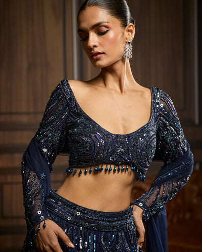 Astrid Midnight Blue Embellished Lehenga Set