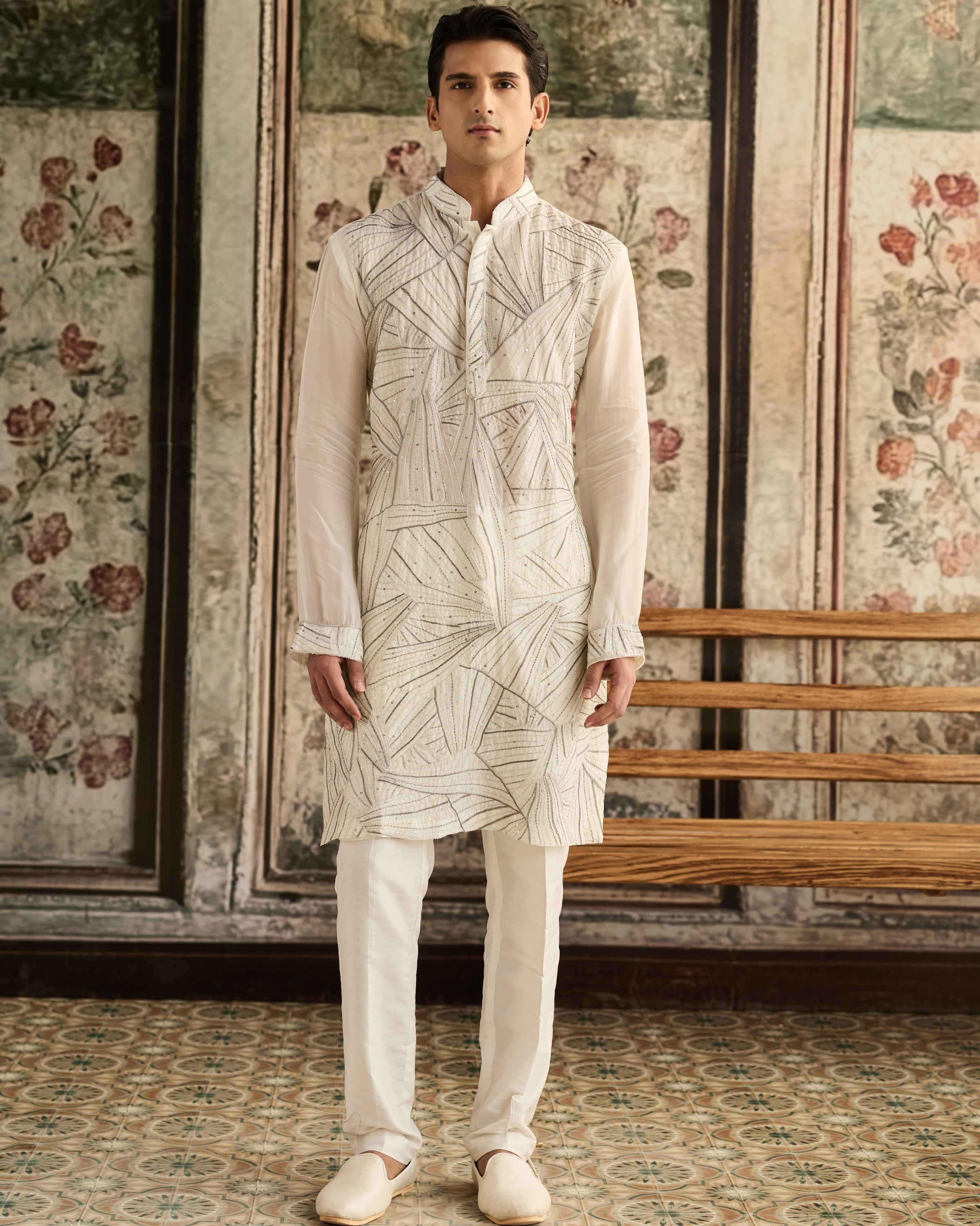Ivory Embroidered Kurta & Pants Set