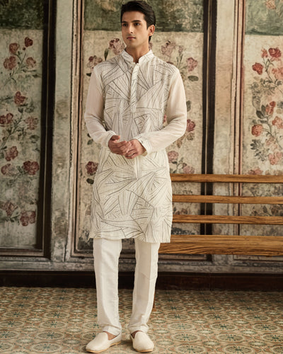 Ivory Embroidered Kurta & Pants Set