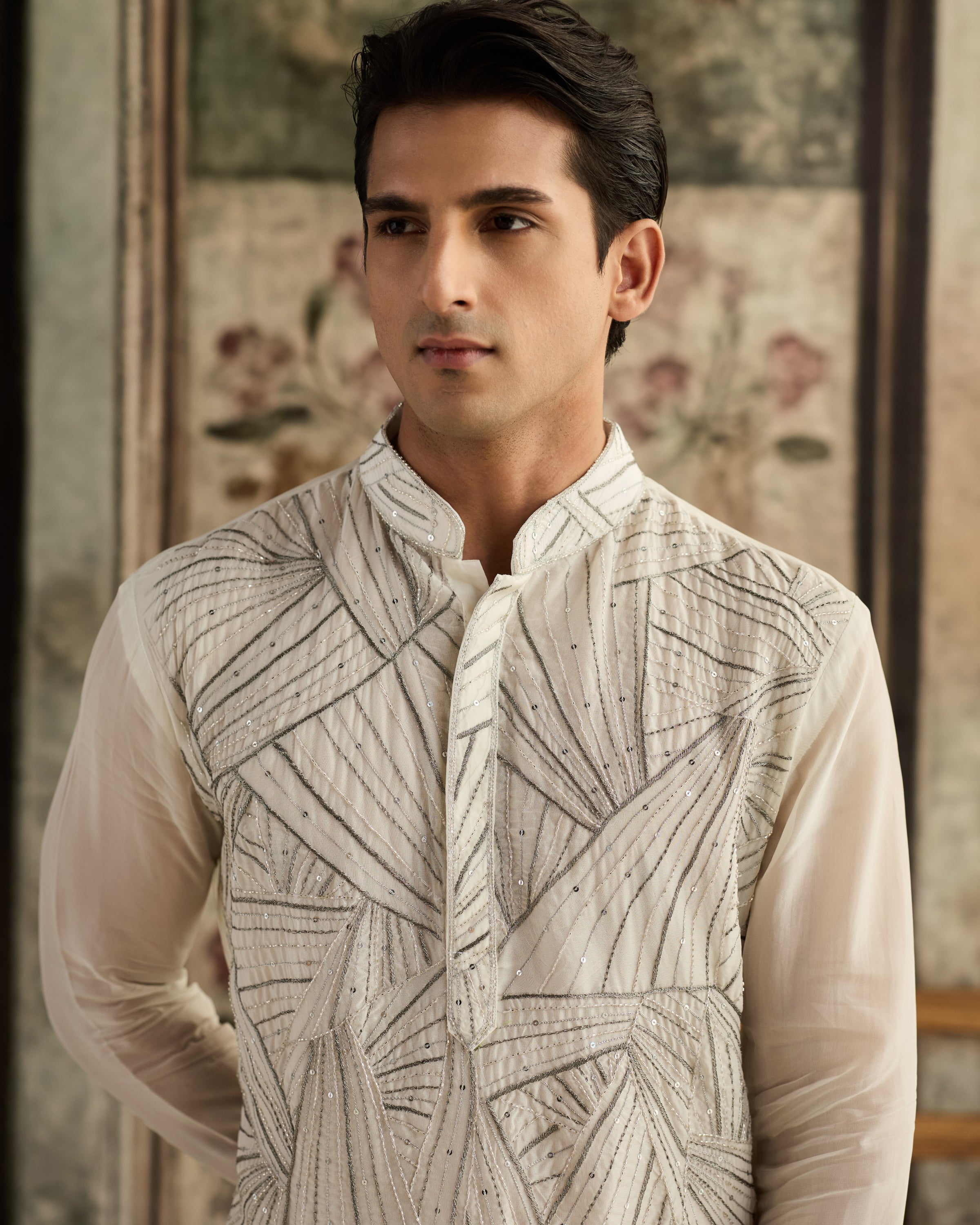 Ivory Embroidered Kurta & Pants Set