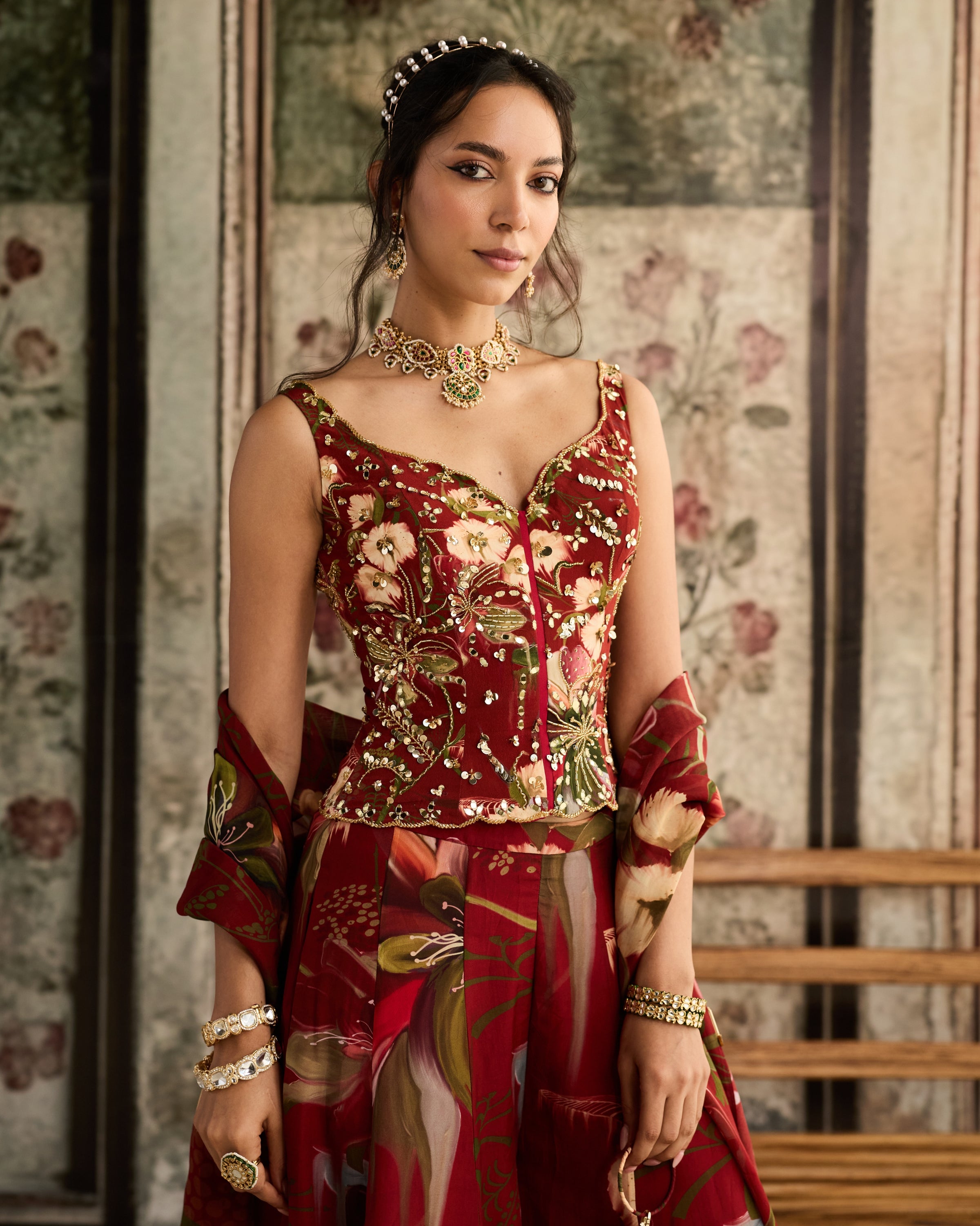 Red Floral Printed Co-Ord Set