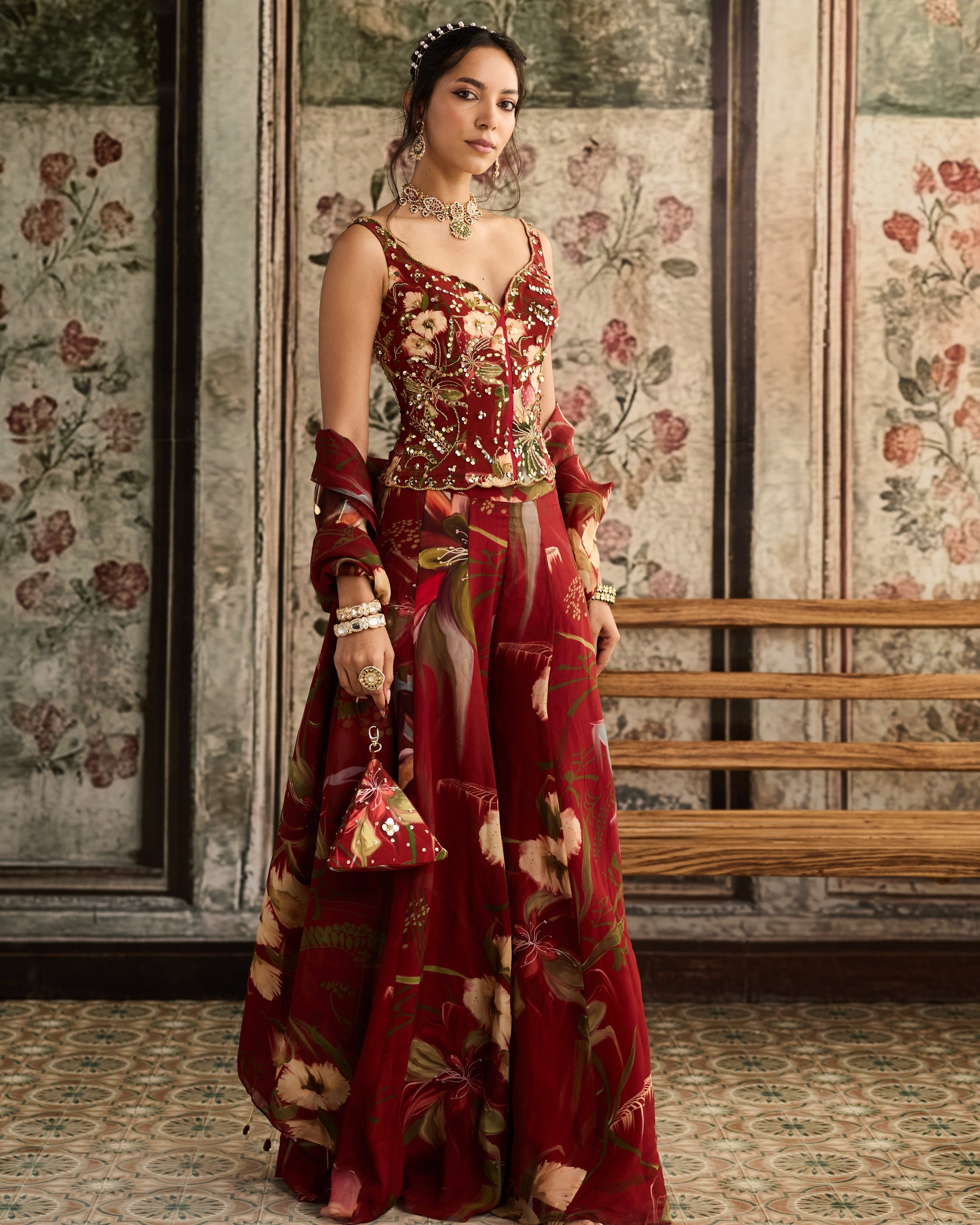 Red Floral Printed Co-Ord Set