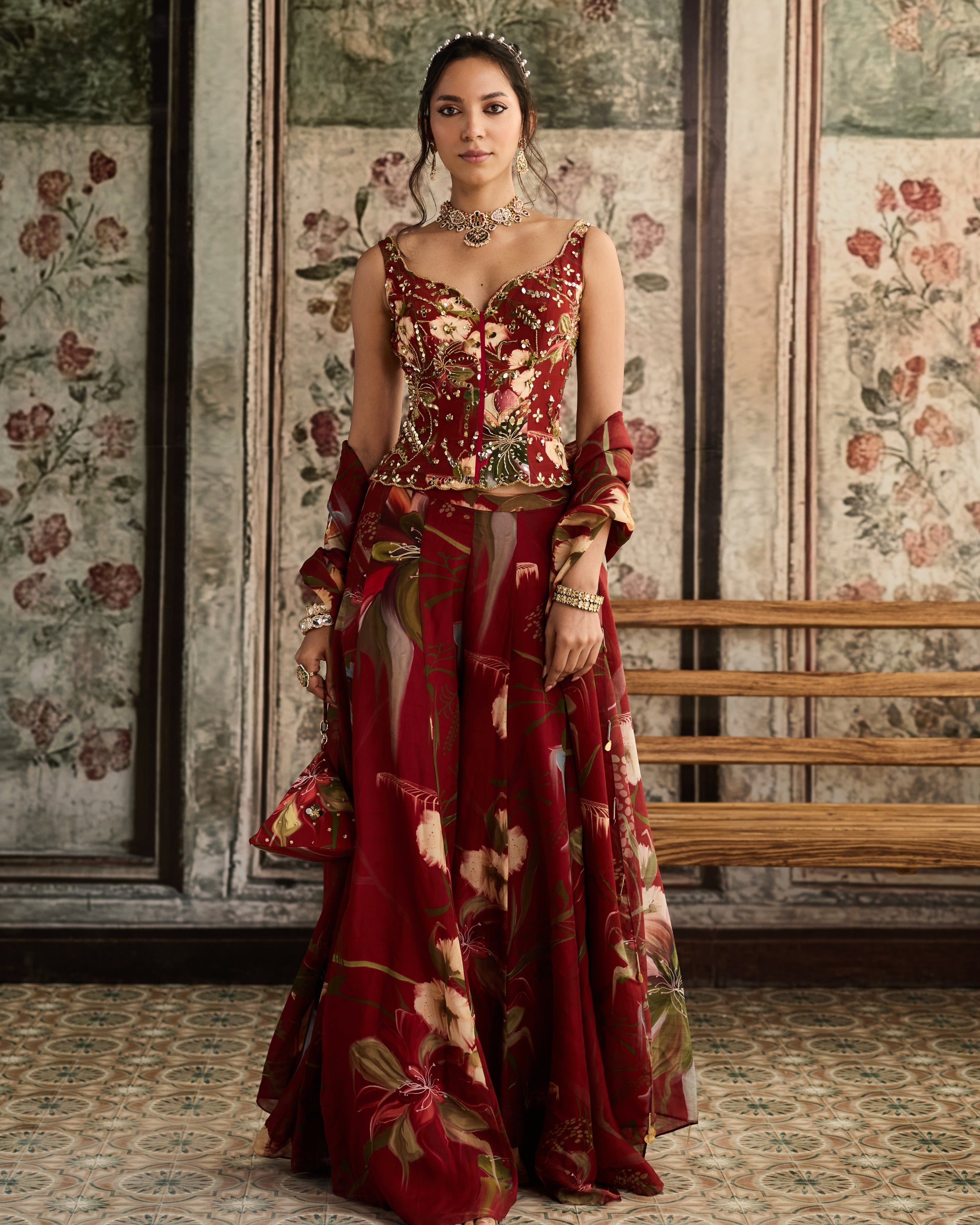 Red Floral Printed Co-Ord Set