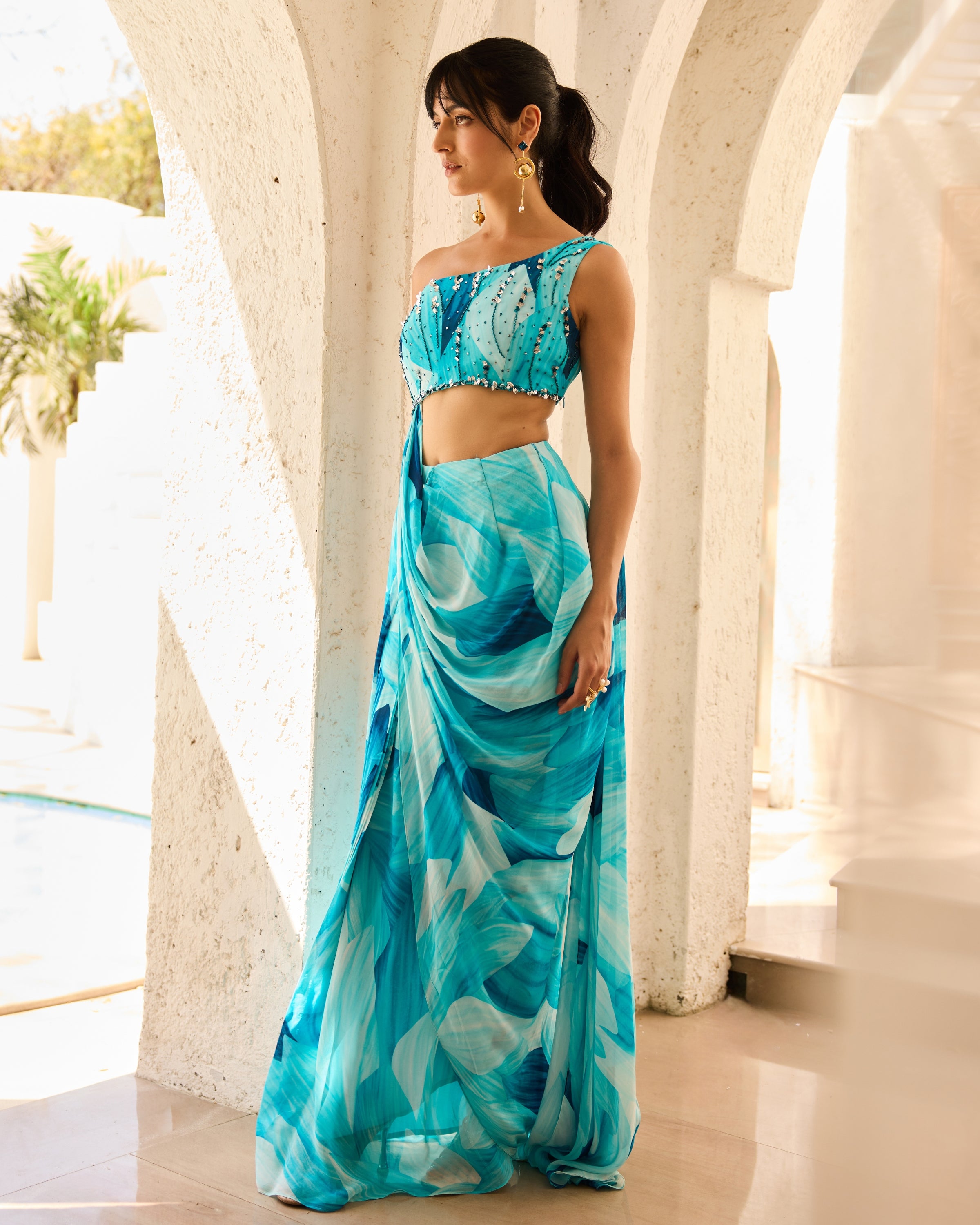 Fressia Breezy Pre-Draped Sari Set