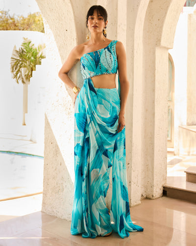 Fressia Breezy Pre-Draped Sari Set