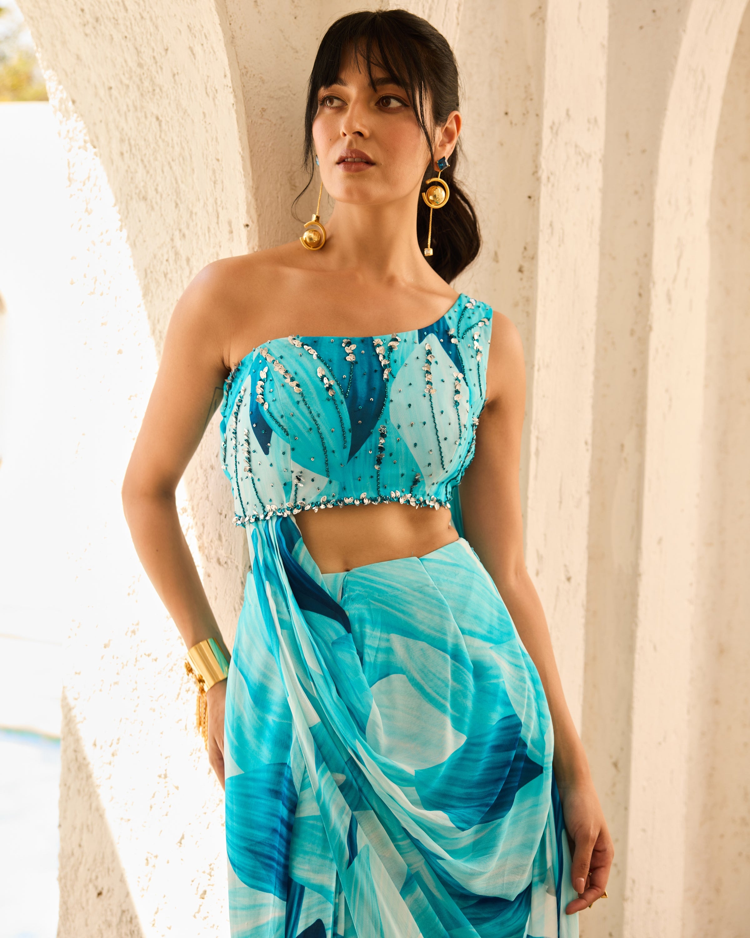 Fressia Breezy Pre-Draped Sari Set