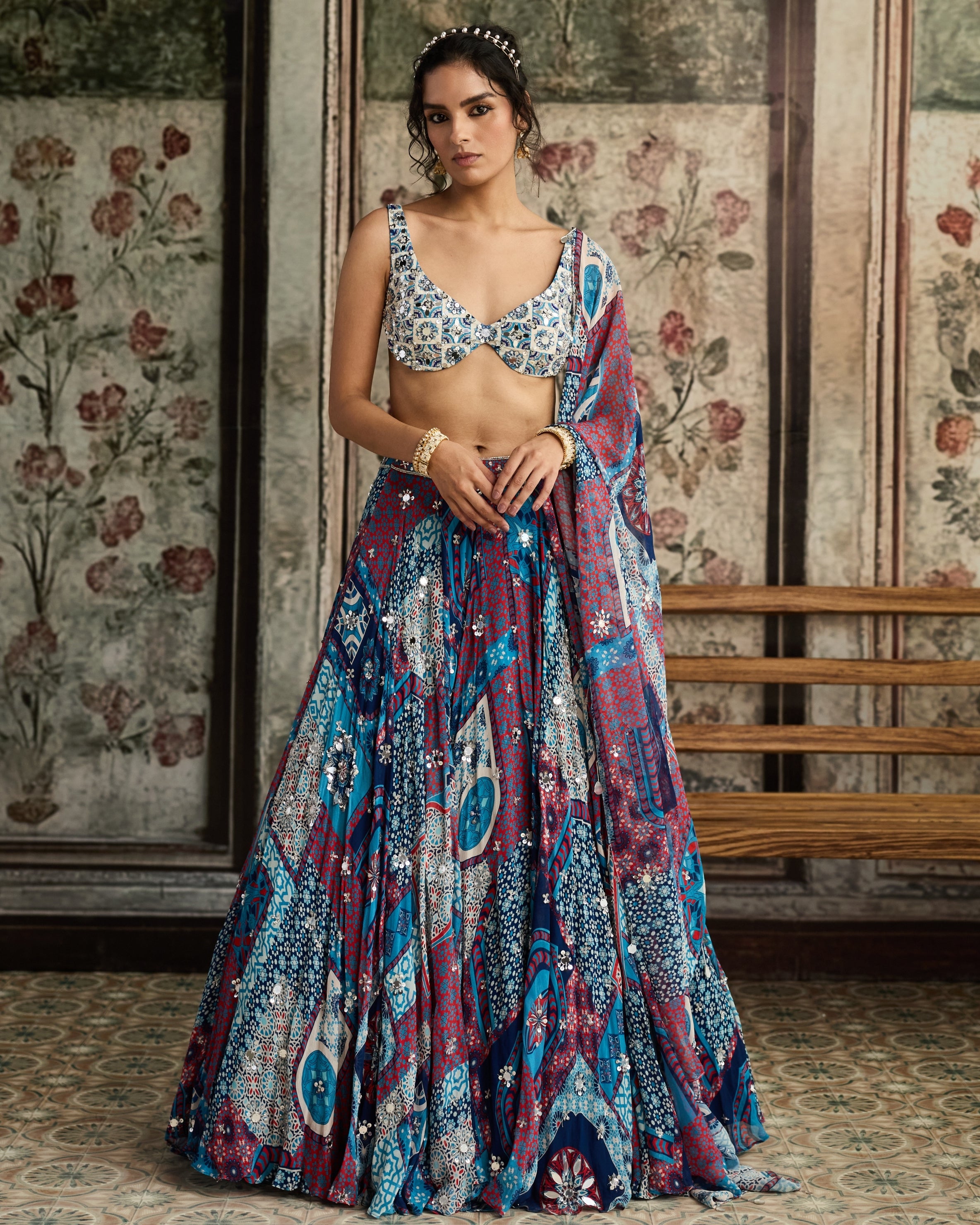 Ivory Butta Lehenga Set