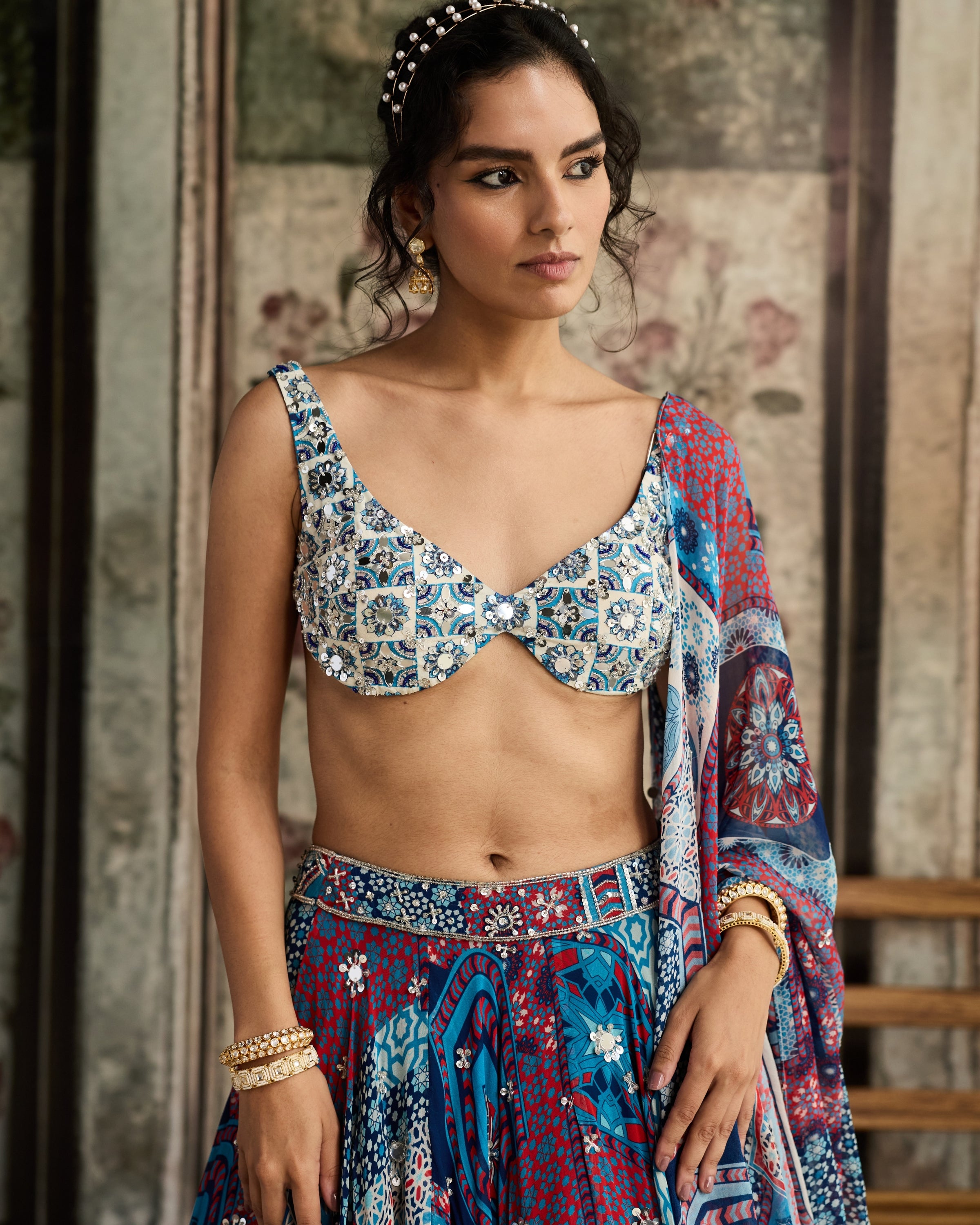 Ivory Butta Lehenga Set