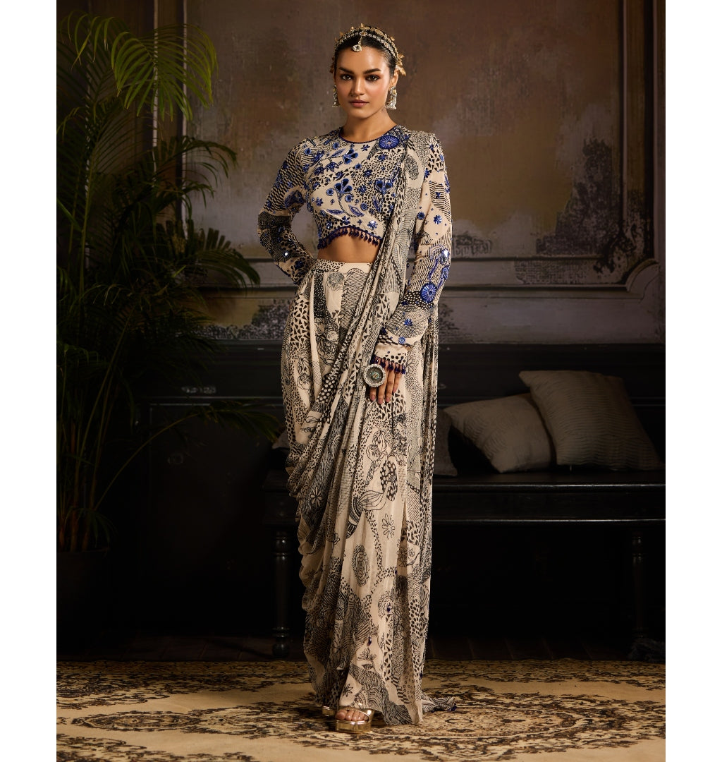 Midnight Mirage Pant Sari Set