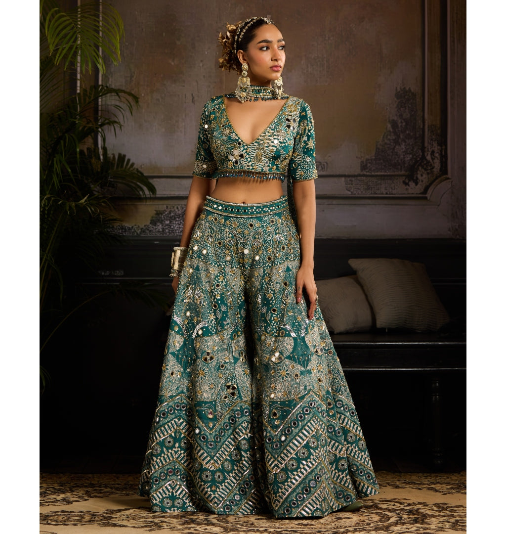 Turquoise Mirage Sharara Set