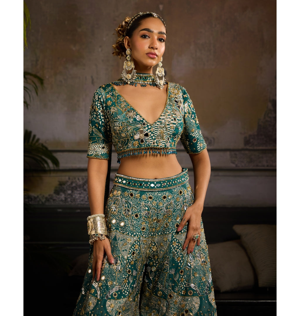 Turquoise Mirage Sharara Set