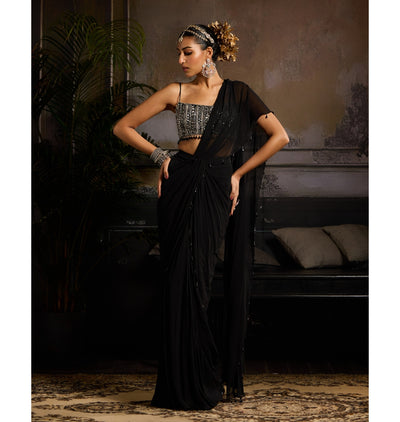 Midnight Glow Sari Set