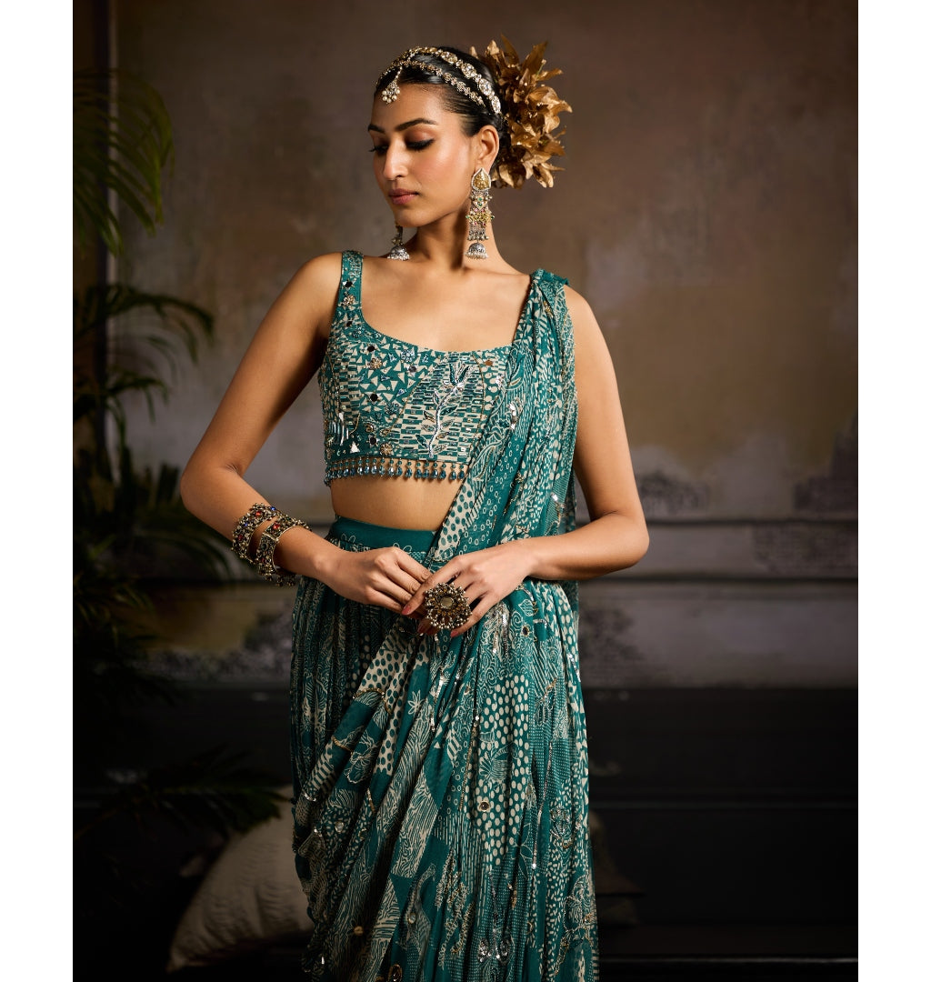 Ocean Breeze Skirt Sari Set