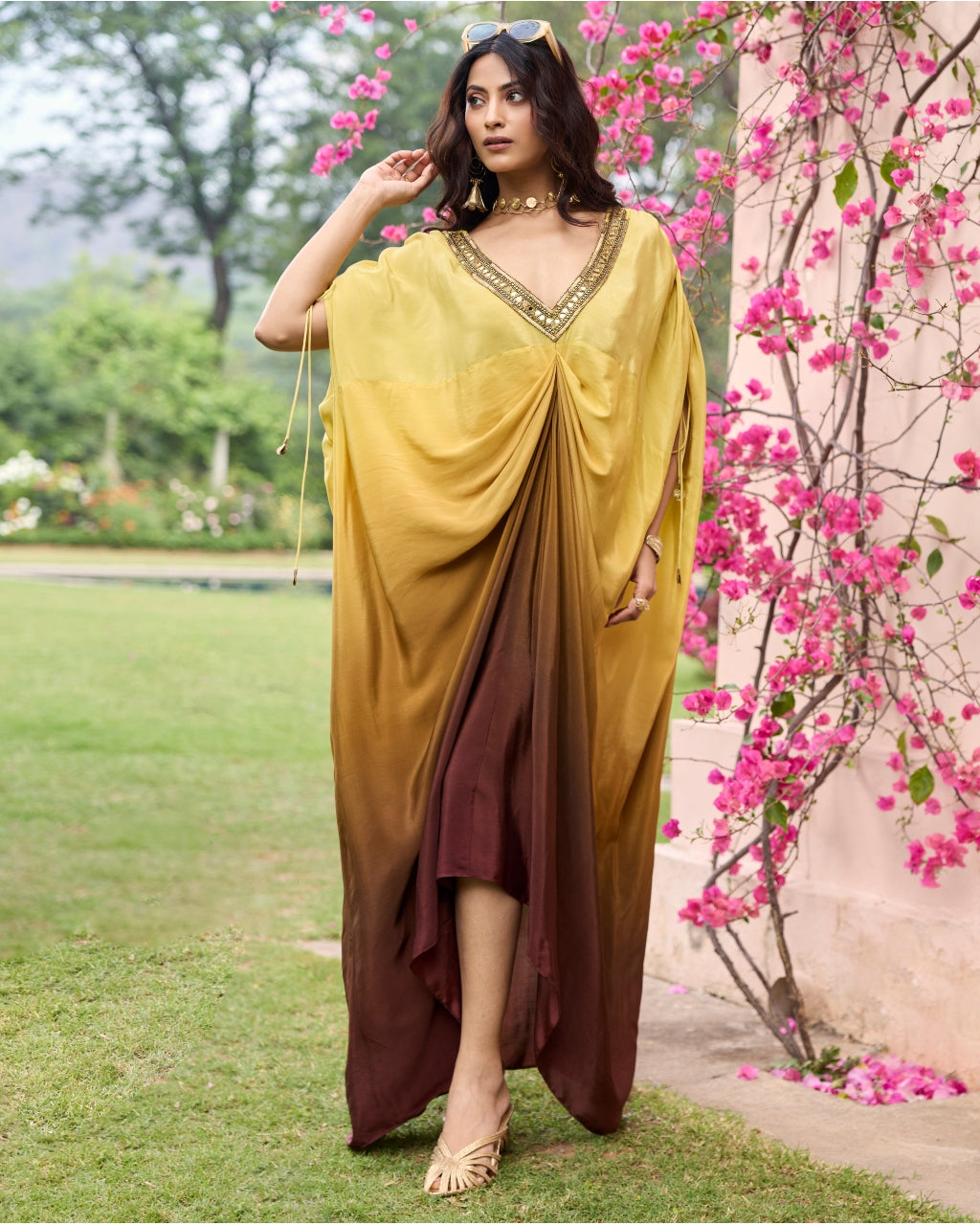 Brown Yellow Ombre Kaftan